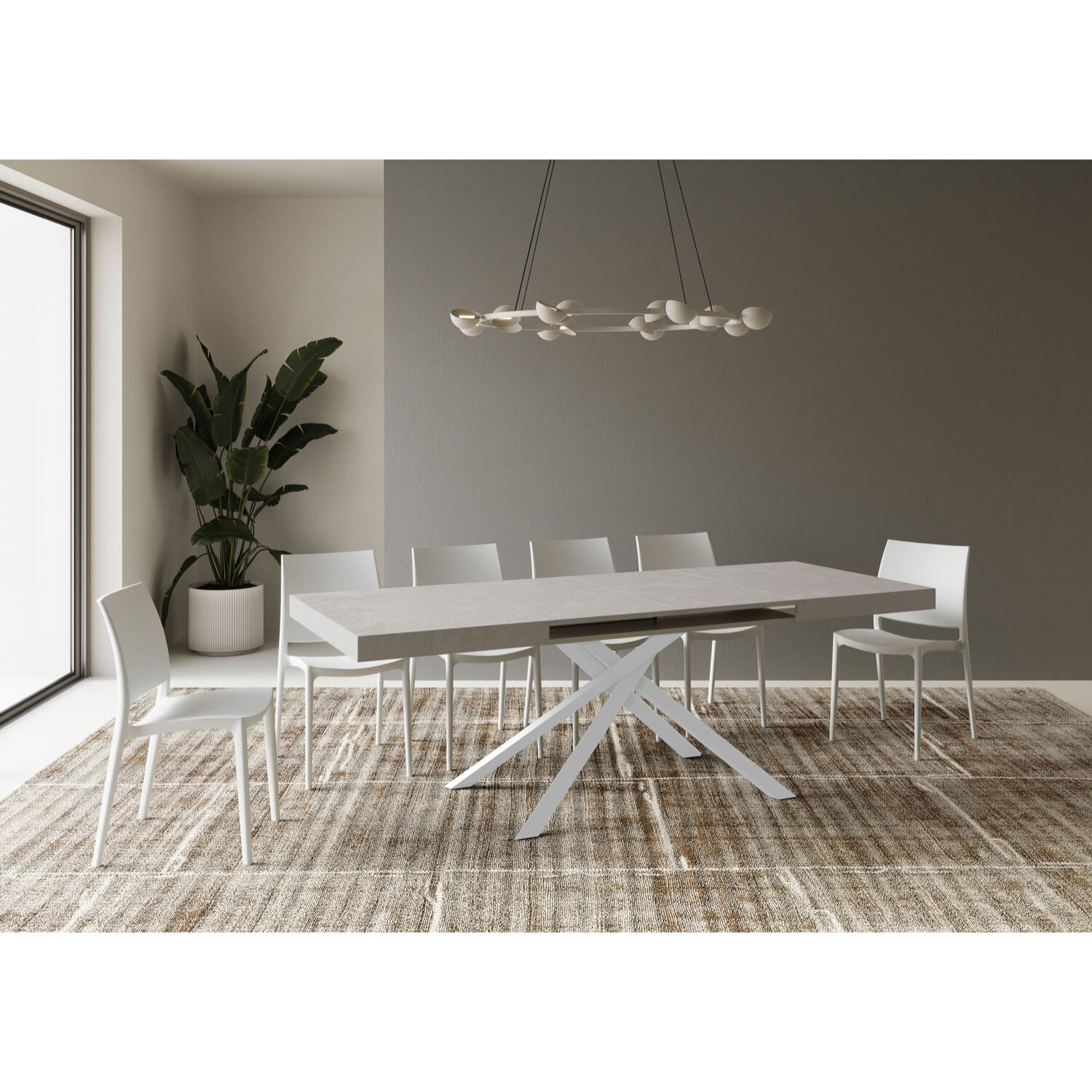 Table extensible 90x120/224 cm Karida cachemire pieds blanc