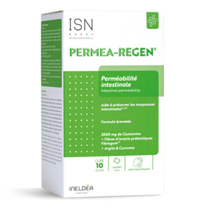 ISN - Permea-Regen - Complément alimentaire à base de Plantes, Vitamines et Minéraux - Préserve la Santé de l'Intestin - Arôme Fruits Rouges - 10 Sachets