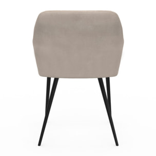 Chaises avec accoudoirs Ariana en velours et pieds métal - lot de 2 - Taupe