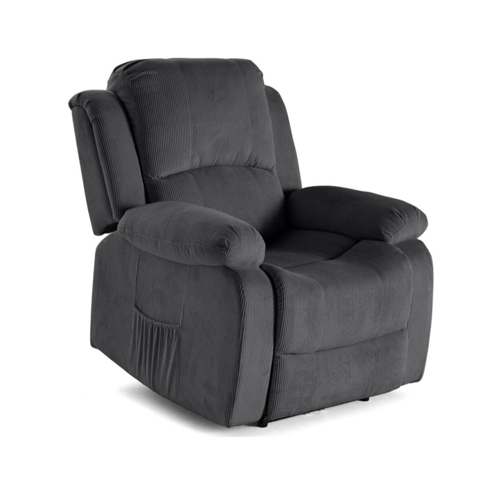 Armand - fauteuil relax électrique en velours côtelé - Gris