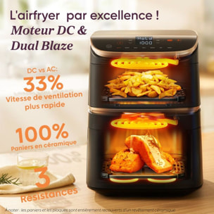 Friteuse sans huile COSORI KOSP0040EUN Turbo Tower Pro Smart, 10,8 L, panier céramique