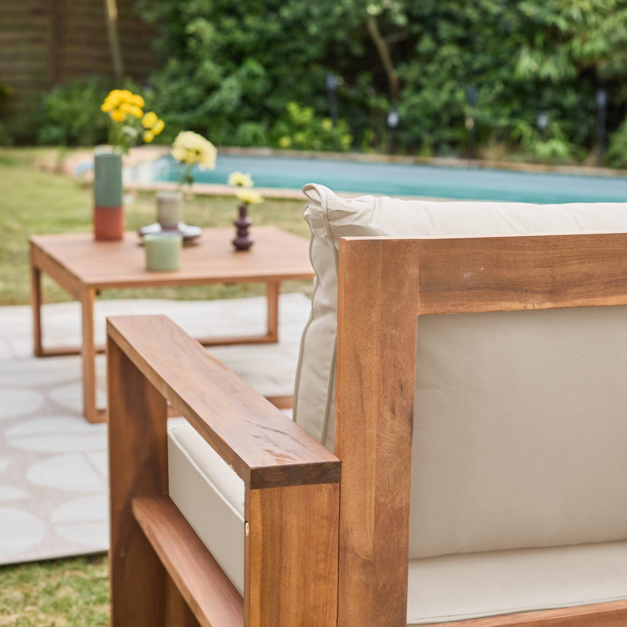 Salon de jardin bois d'acacia 5 places MENDOZA