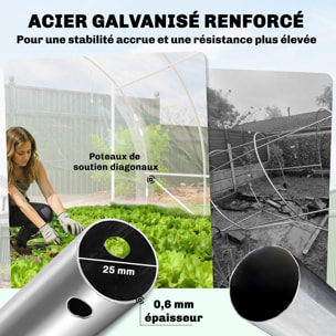Serre tunnel de jardin 18 m² - 2 grandes portes enroulables - acier galvanisé bâche transparente