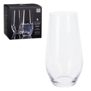 Juego de 4 vasos de cristal transparente de 580ml