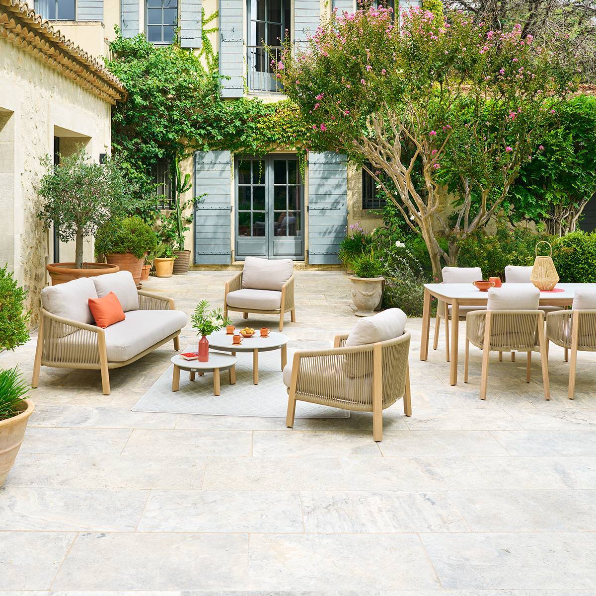 Salon de jardin Nelora 5 places beige