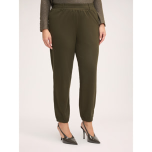 Fiorella Rubino - Pantaloni jogger con vita elastica e polsini a costine - Verde militare