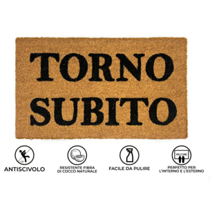 Zerbino Ingresso Casa Antiscivolo In Cocco Scritte Divertenti Torno Subito
