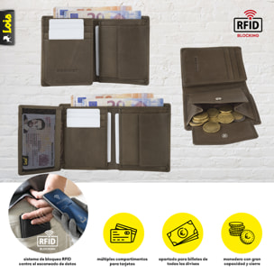 Cartera Hombre Piel Lois Elk Marron Oscuro