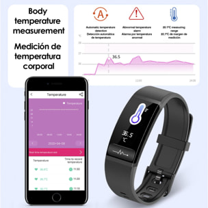 Pulsera inteligente M8 con temperatura corporal, tensión, oxígeno en sangre y modo multideporte