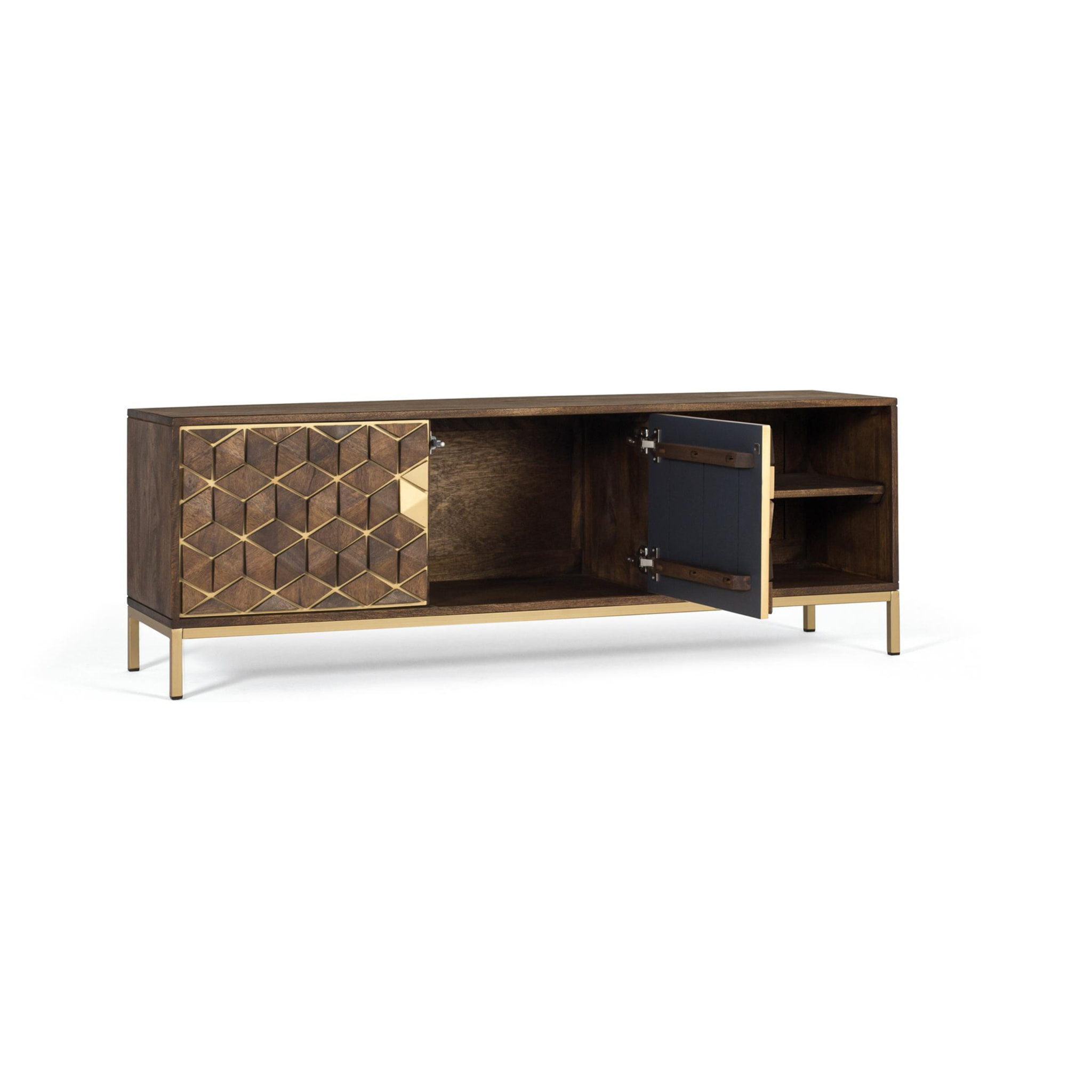 Mueble TV de Madera de Mango 145 Cm Estilo Rústico Moderno