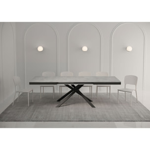 Table extensible 90x160/420 cm Karida Evolution gris béton cadre anthracite