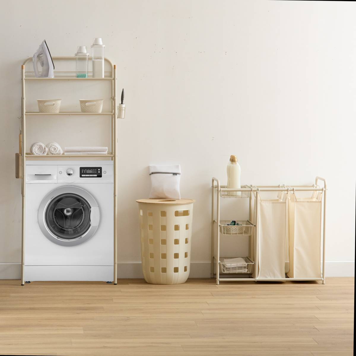 Panier à linge 2 compartiments de 45L Linea blanc