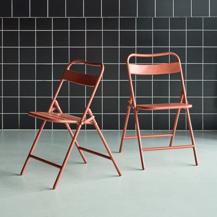 Chaise de jardin pliante acier (lot de 2) AMÉLIA