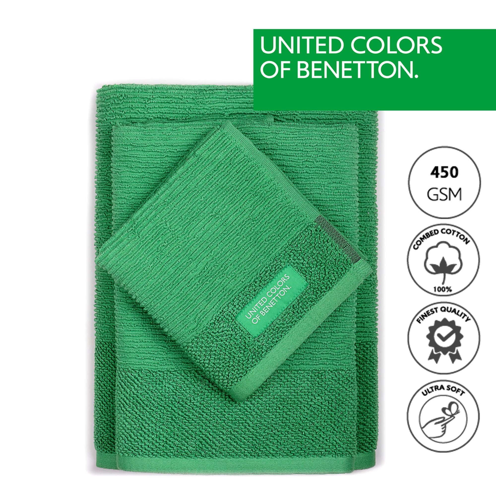 Set 3pcs toallas de baño  verde  benetton