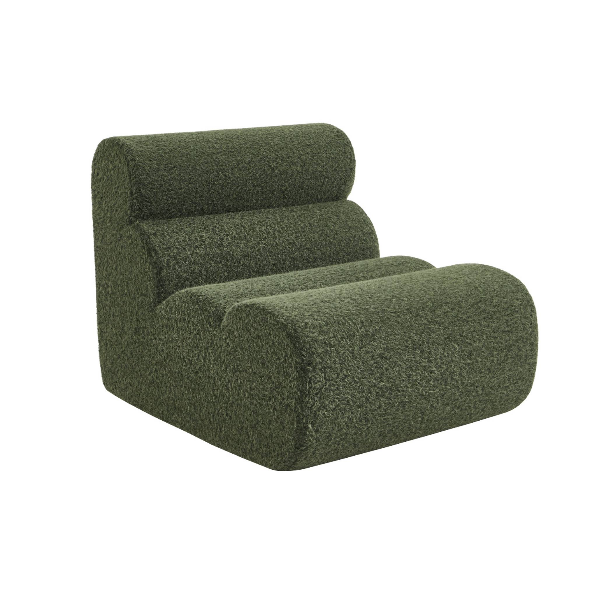 Chauffeuse tissu effet alpaca kaki 1 place - L 81 x P 99 x H 81cm - Nova