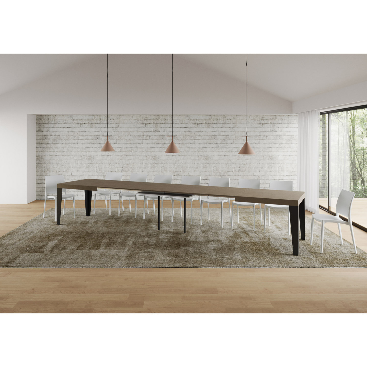 Mesa extensible 90x180/440 cm Flame gris paloma patas antracita