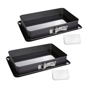 Ensemble de 2 Moules à charnière rectangulaire en acier émaillé et sa spatule 42 x 29 cm Zenker Deluxe