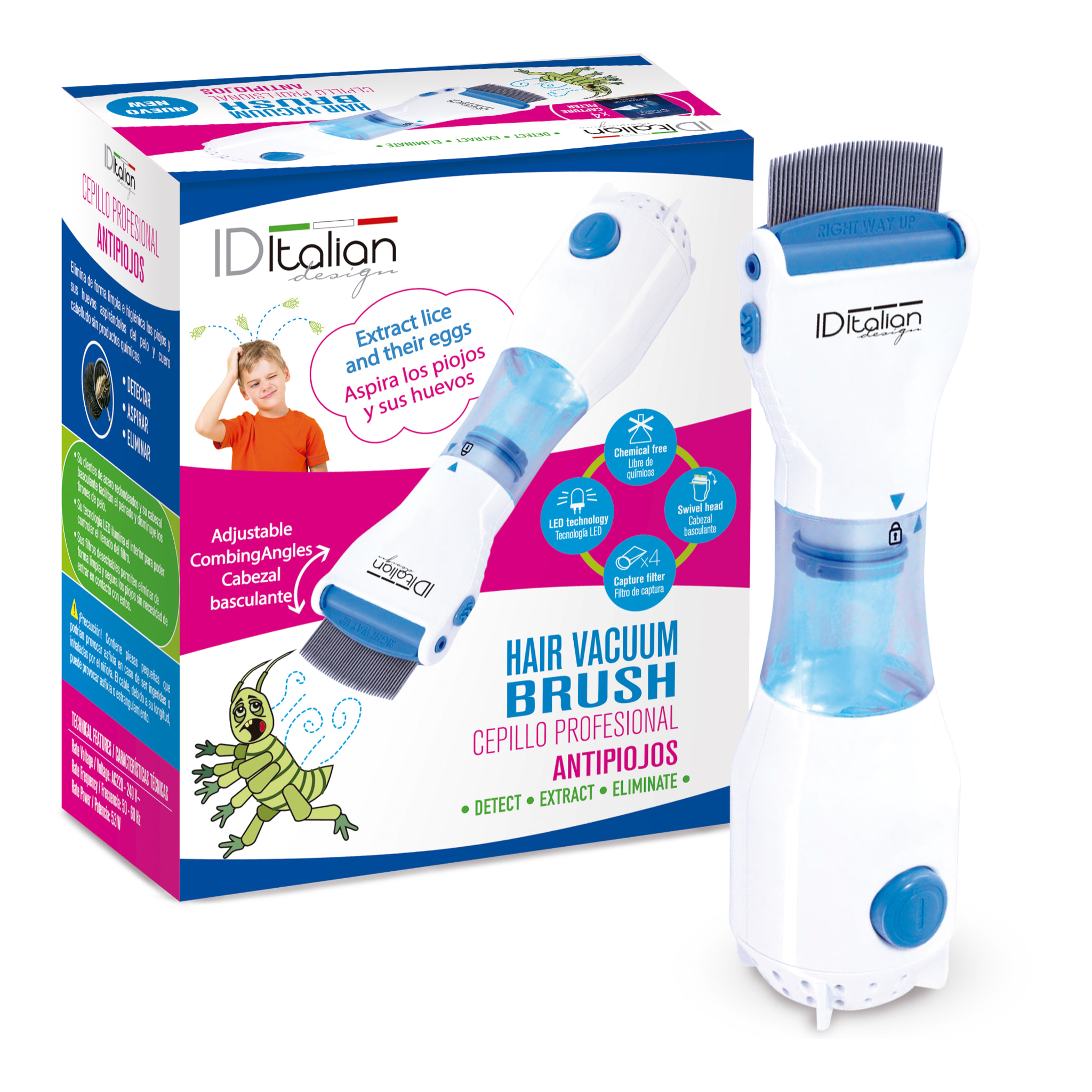 Brosse professionnelle électrique anti-poux - 5,3 w