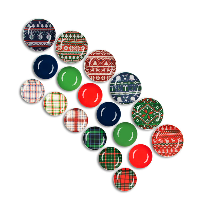 Service 18 assiettes Excelsa Fall Winter, porcelaine et stoneware, multicolore