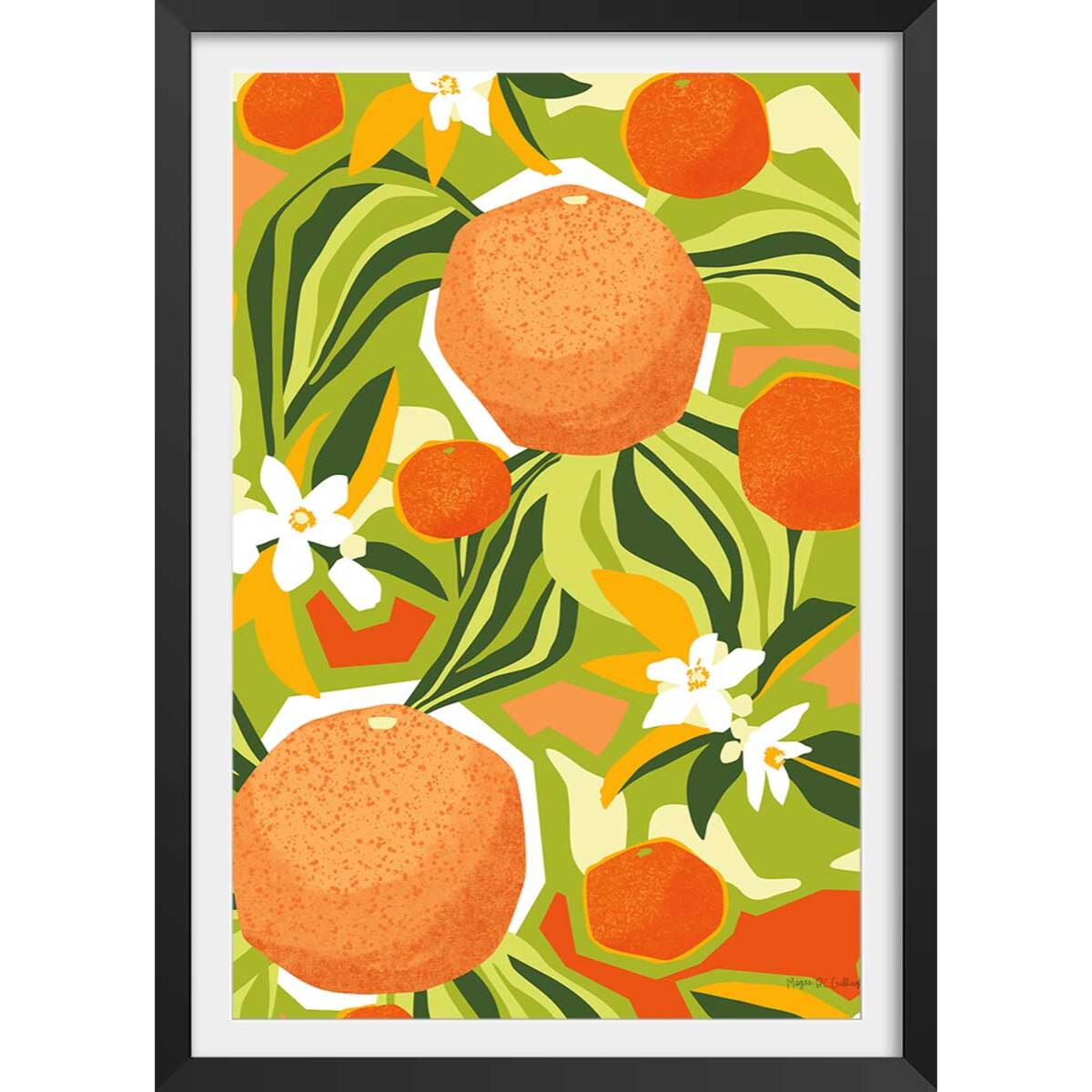 Poster bel oranger Affiche + cadre en bois - Noir