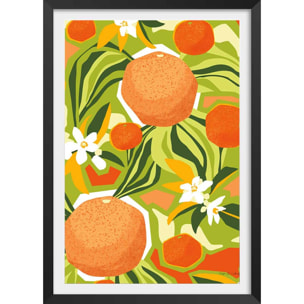 Poster bel oranger Affiche + cadre en bois - Noir