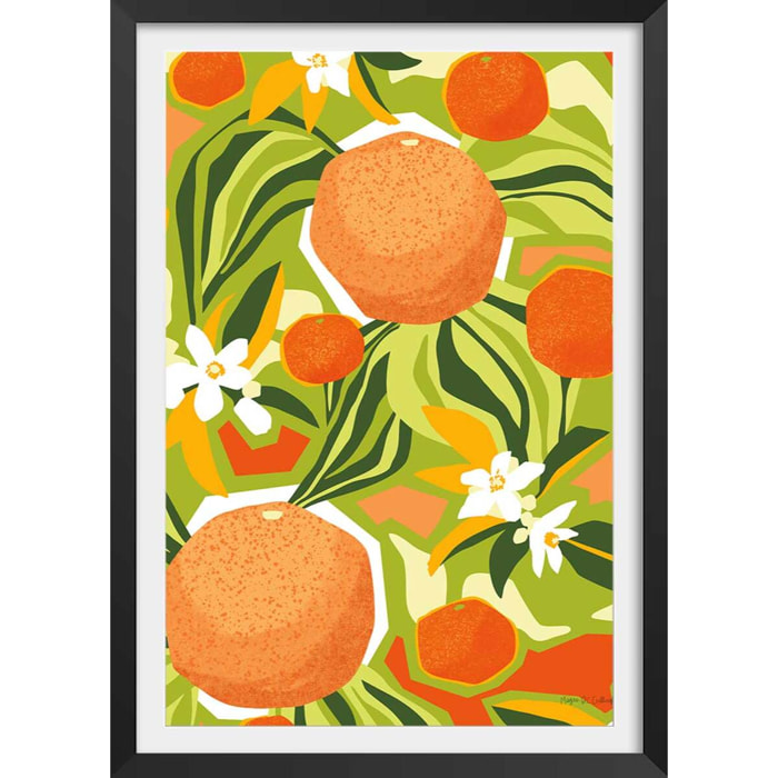 Poster bel oranger Affiche + cadre en bois - Noir