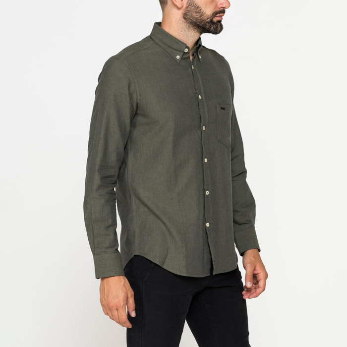 CAMICIA DI FLANELLA IN COLORI TINTA UNITA CON TASCHINO