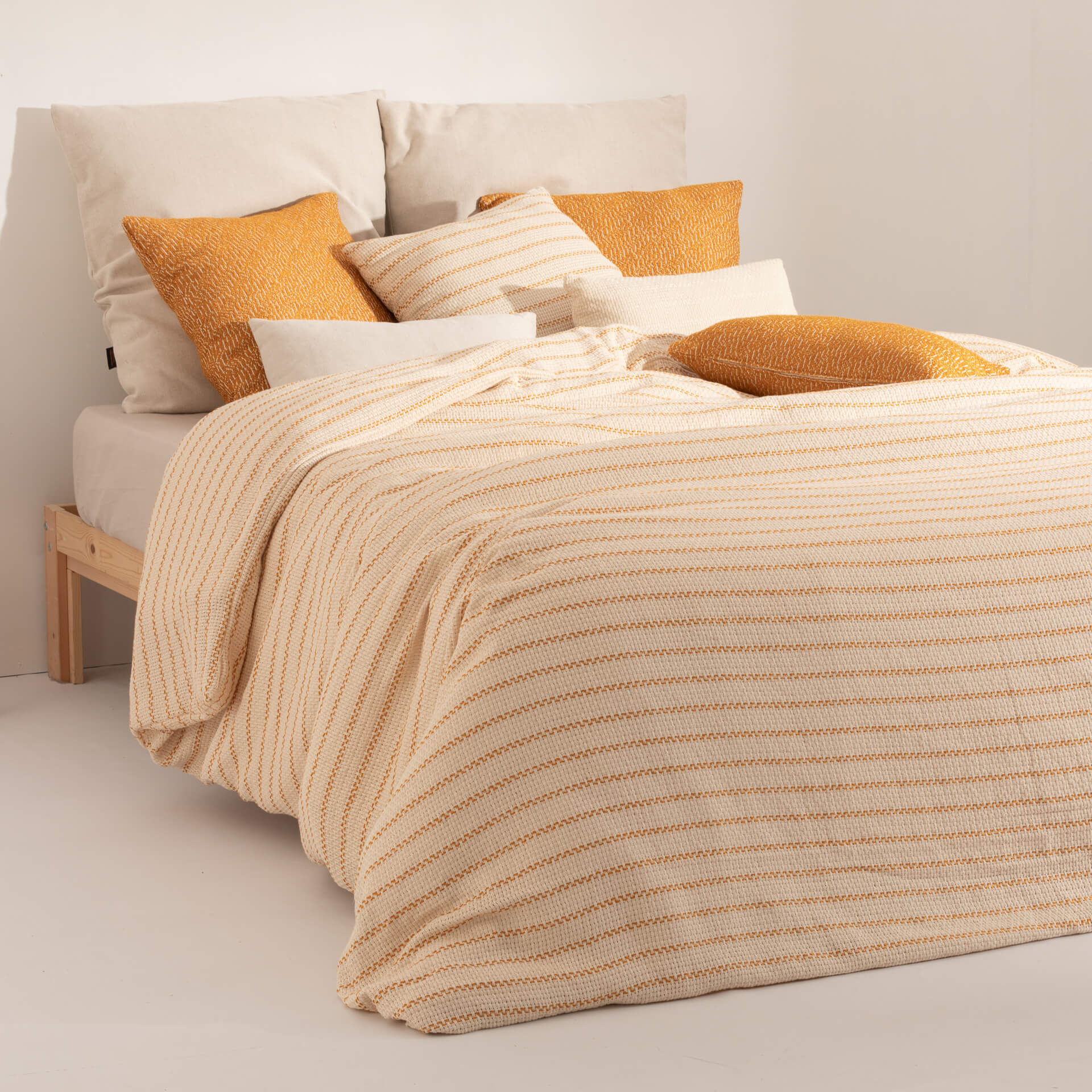 Housse de couette jacquard Agres Ocre