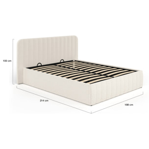 Lit coffre Valentina 160x200cm tissu bouclette