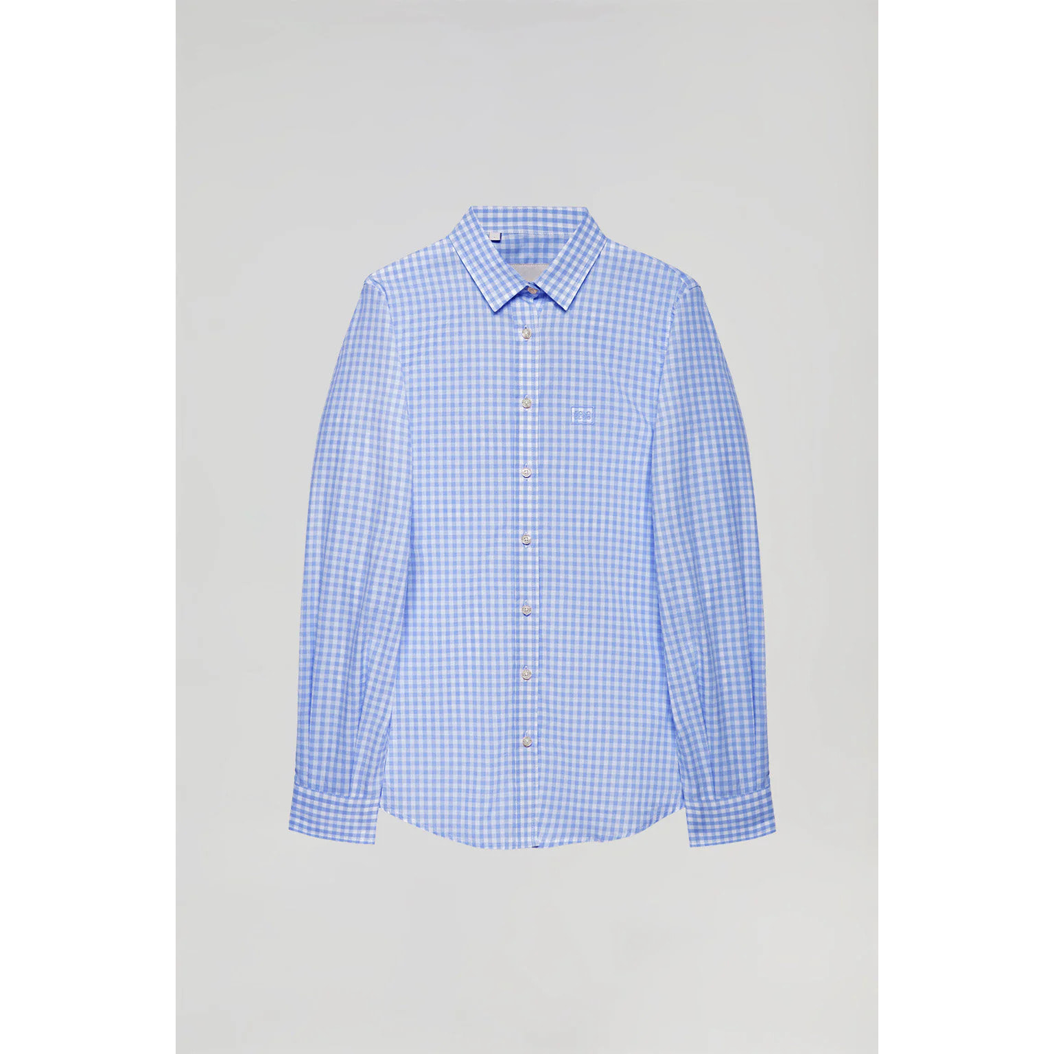 Camicia a quadri vichy blu marino con particolare Polo Club