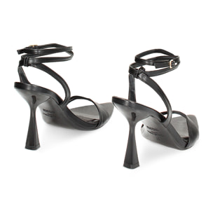 Sandali neri, tacco 9,5 cm