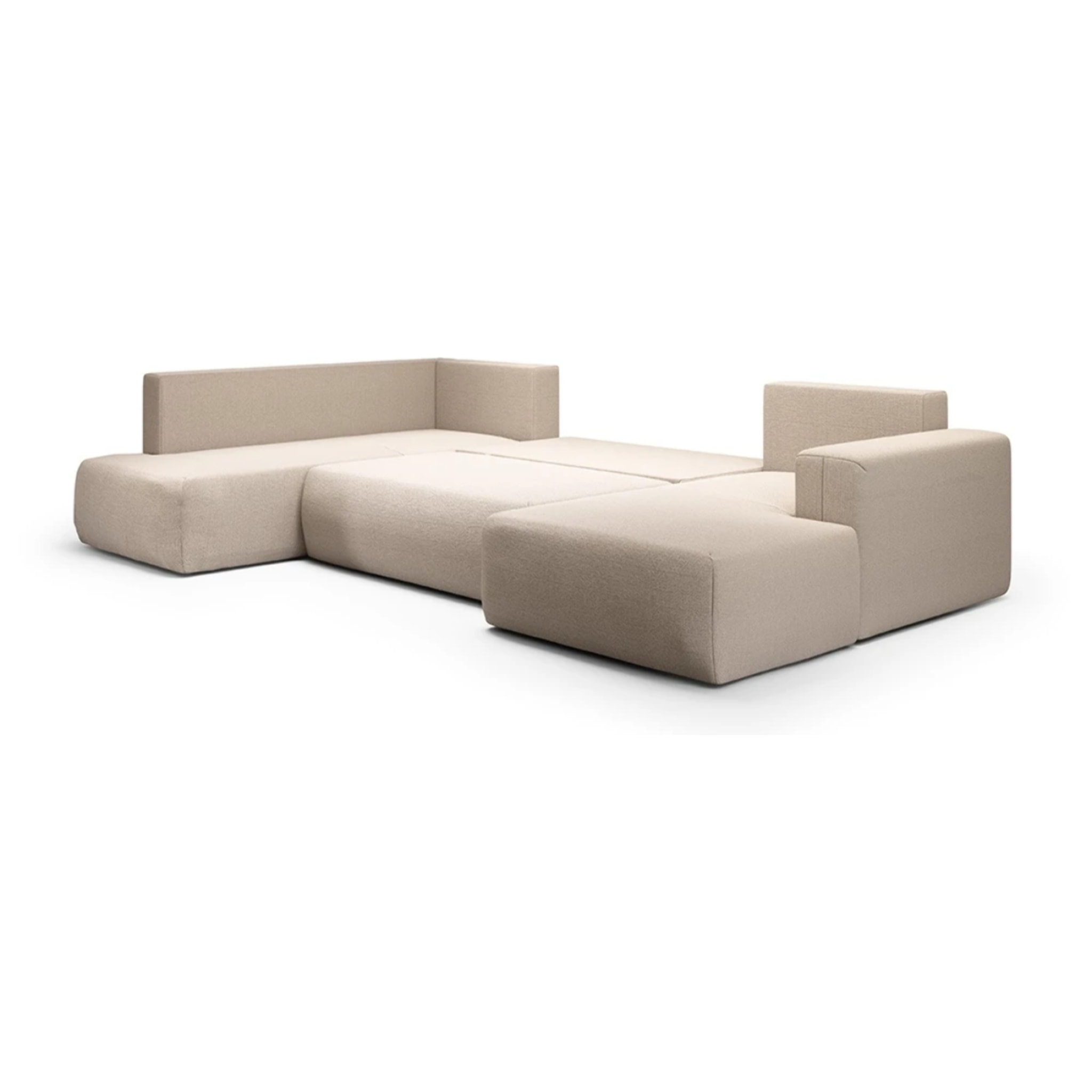 NALA - Canapé panoramique gauche 5 places en tissu beige