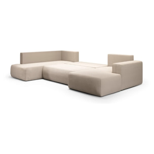 NALA - Canapé panoramique gauche 5 places en tissu beige