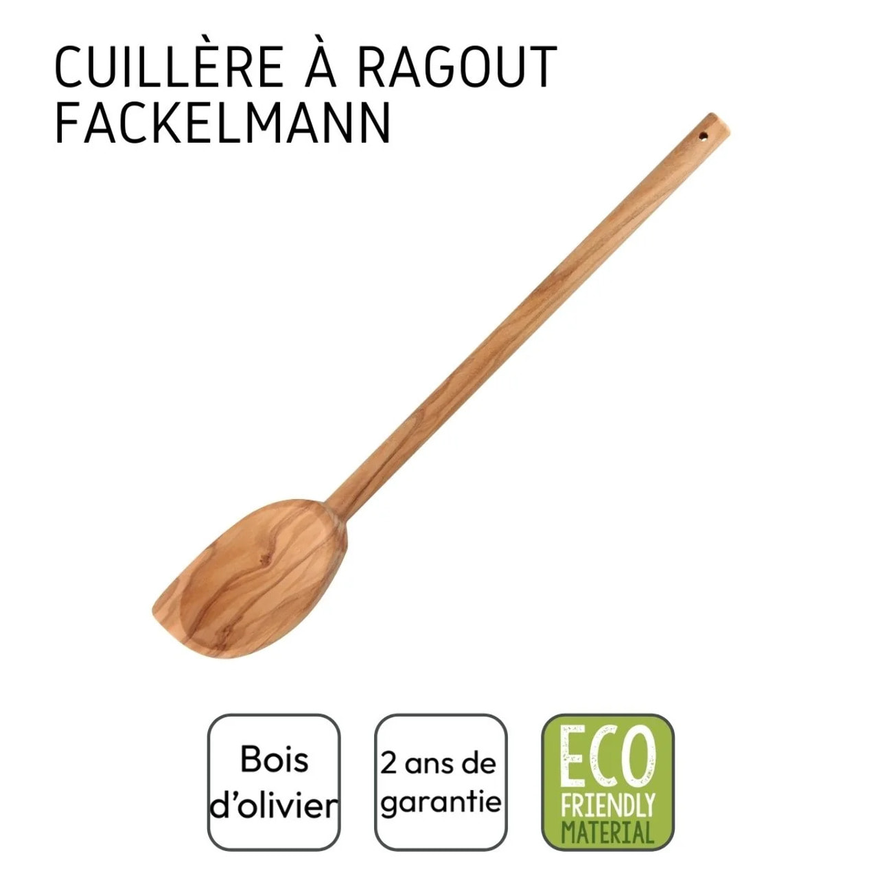 Ensemble de 2 Cuillères de cuisine en bois à bout pointu Fackelmann Édition Bois d'olivier