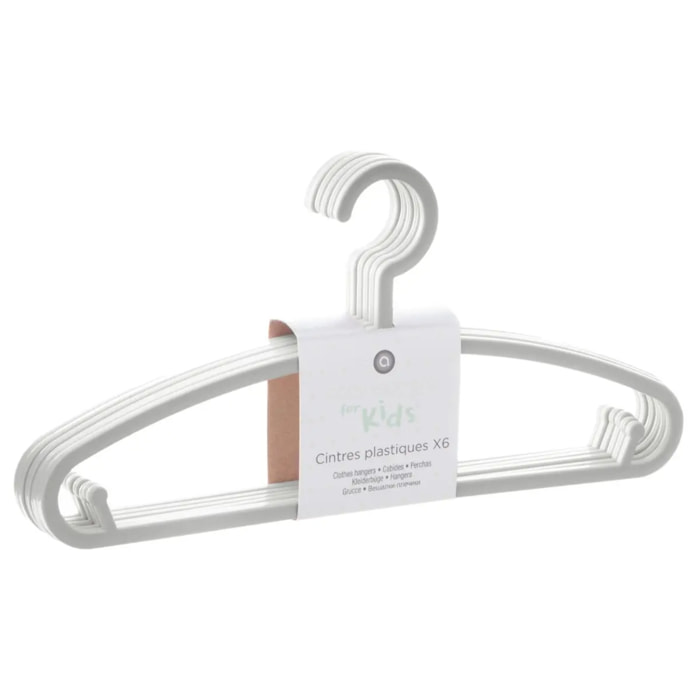 Lot de 6 cintres enfant gris plastique