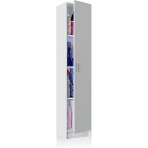 Armadio Armadietto Multiuso A Colonna con 1 Anta e 4 Ripiani Ingresso Camera da Letto Bagno Design Moderno Minimal Modulare 180 x 37 x 37 cm Bianco