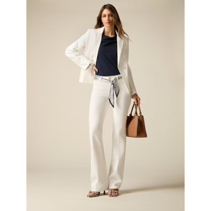 Oltre - Pantalones flare con pañuelo - Blanco