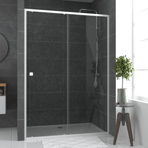 Porte de douche coulissante blanc 140x185cm - extensible - WHITY slide 140