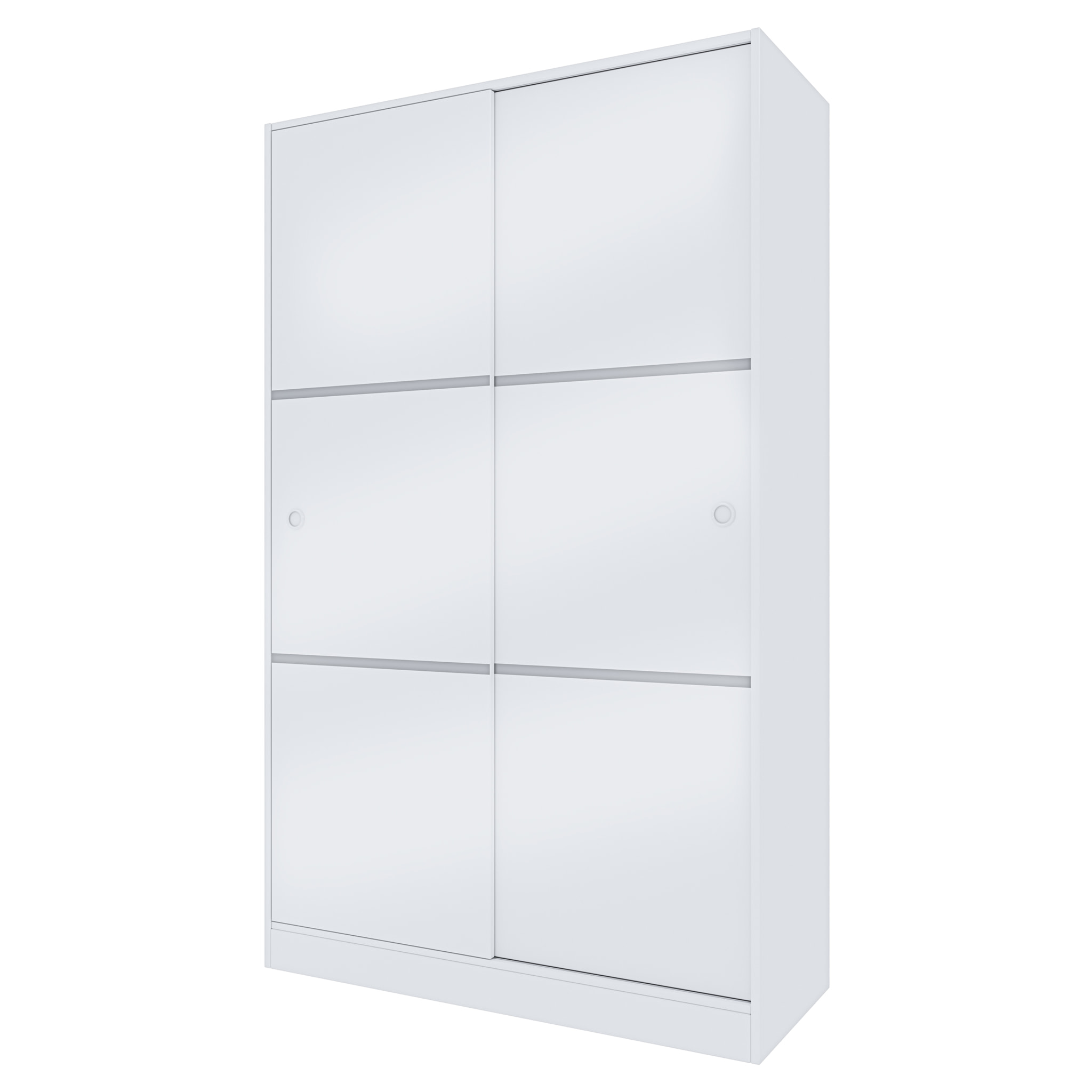 Armadio Armadietto Guardaroba Reus Resistente Robusto Multiuso con 2 Ante Scorrevoli 1 Barra Appendiabiti 4 Ripiani 200 x 120 x 50 Cm Bianco Lucido