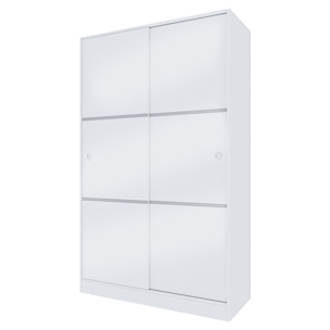 Armadio Armadietto Guardaroba Reus Resistente Robusto Multiuso con 2 Ante Scorrevoli 1 Barra Appendiabiti 4 Ripiani 200 x 120 x 50 Cm Bianco Lucido