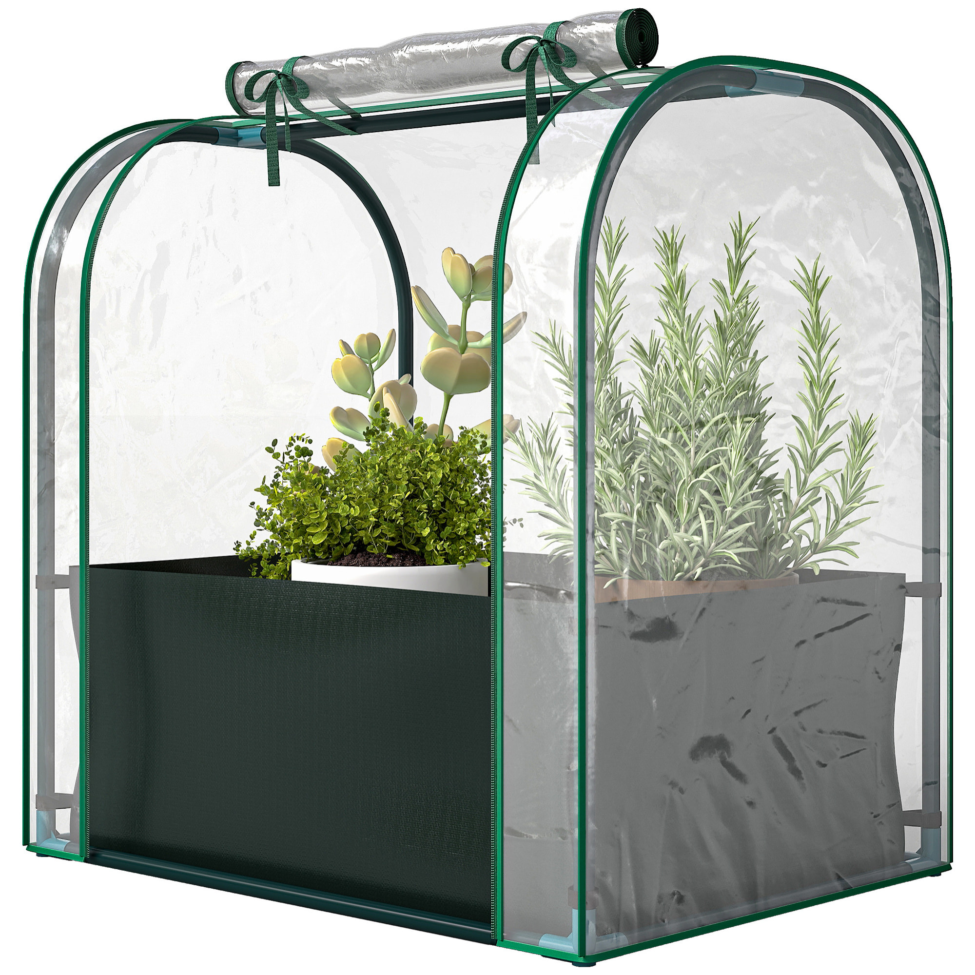 Mini serre de jardin jardinière métal - 68 x 50 x 70 cm - vert foncé