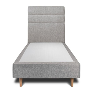 Lit avec tête de lit bandes horizontales bouclette et sommier tapissier Ep20