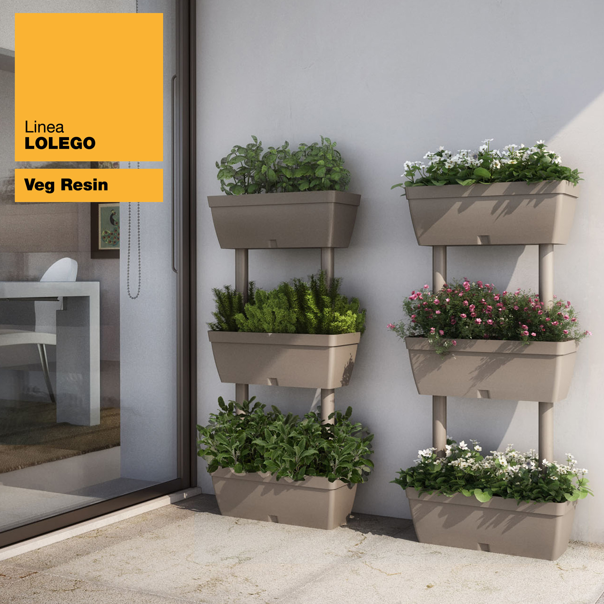 Macetero vertical de plástico 3 niveles