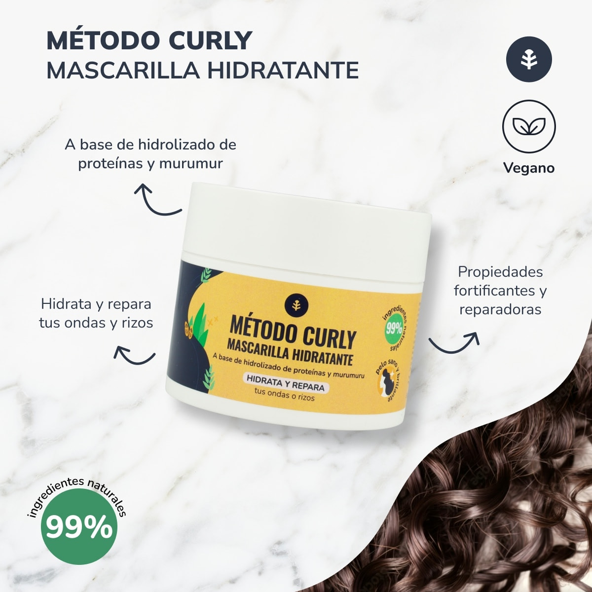 Pack Método Curly Champú, Mascarilla y Acondicionador - Acondicionador Sin Aclarado para Ondas y Rizos - Potente Fórmula Natural con Hidrolizado de Proteínas y Complejo Multimineral