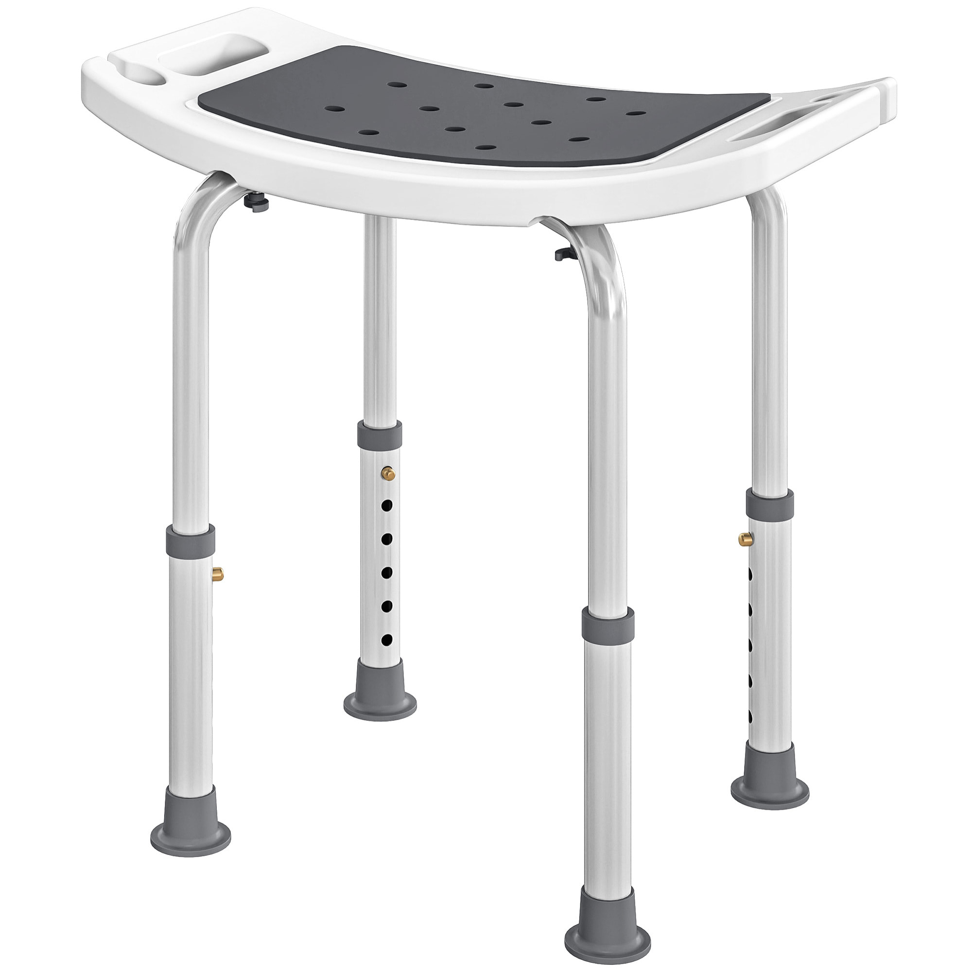 Siège de douche réglable en hauteur tabouret de douche ergonomique pieds antidérapants charge max. 135 Kg alu HDPE blanc gris