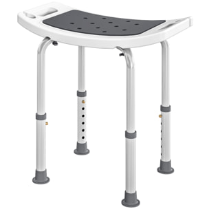 Siège de douche réglable en hauteur tabouret de douche ergonomique pieds antidérapants charge max. 135 Kg alu HDPE blanc gris