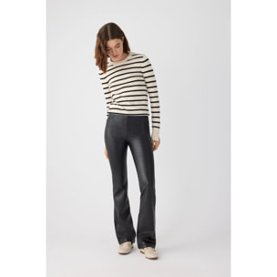 TERMICO Pantaloni effetto pelle a zampa push-up