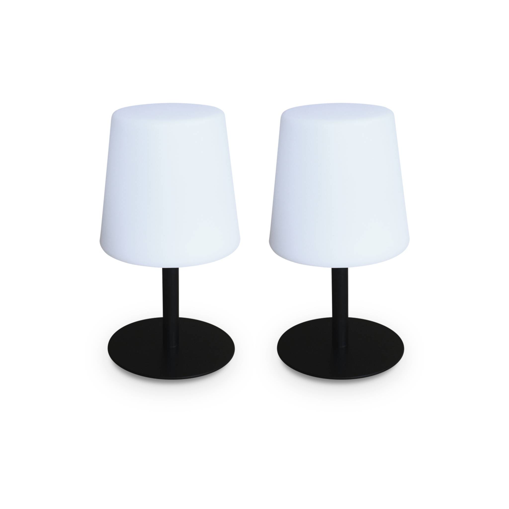 Lot de 2 lampes LED à poser de 28cm noire - Lampes de table décorative lumineuse. Ø 16cm
