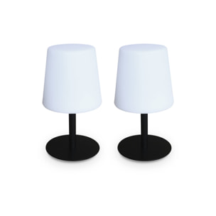 Lot de 2 lampes LED à poser de 28cm noire - Lampes de table décorative lumineuse. Ø 16cm