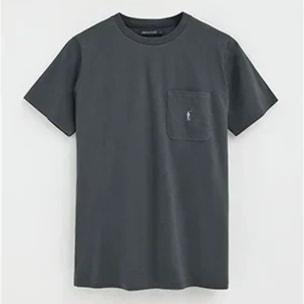 Maglietta grigio pietra con tasca e logo Rigby Go